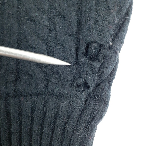 J.J. Browne Women's L Cardigan Shawl Sweater Wool-Blend Lounge Cable-Knit Black - Picture 5 of 12